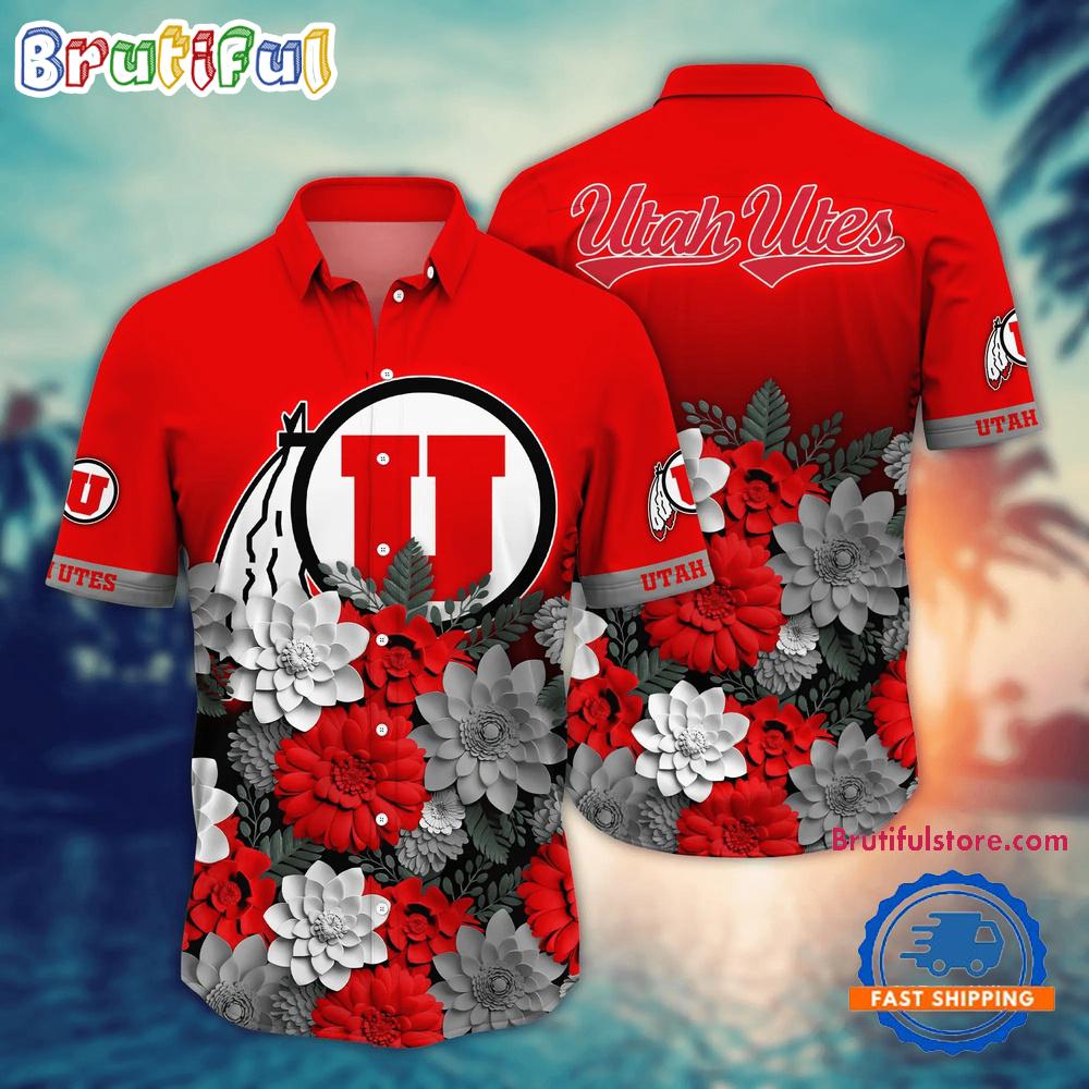 NCAA Utah Utes Flower Tropical Summer Beach Hawaiian Shirt