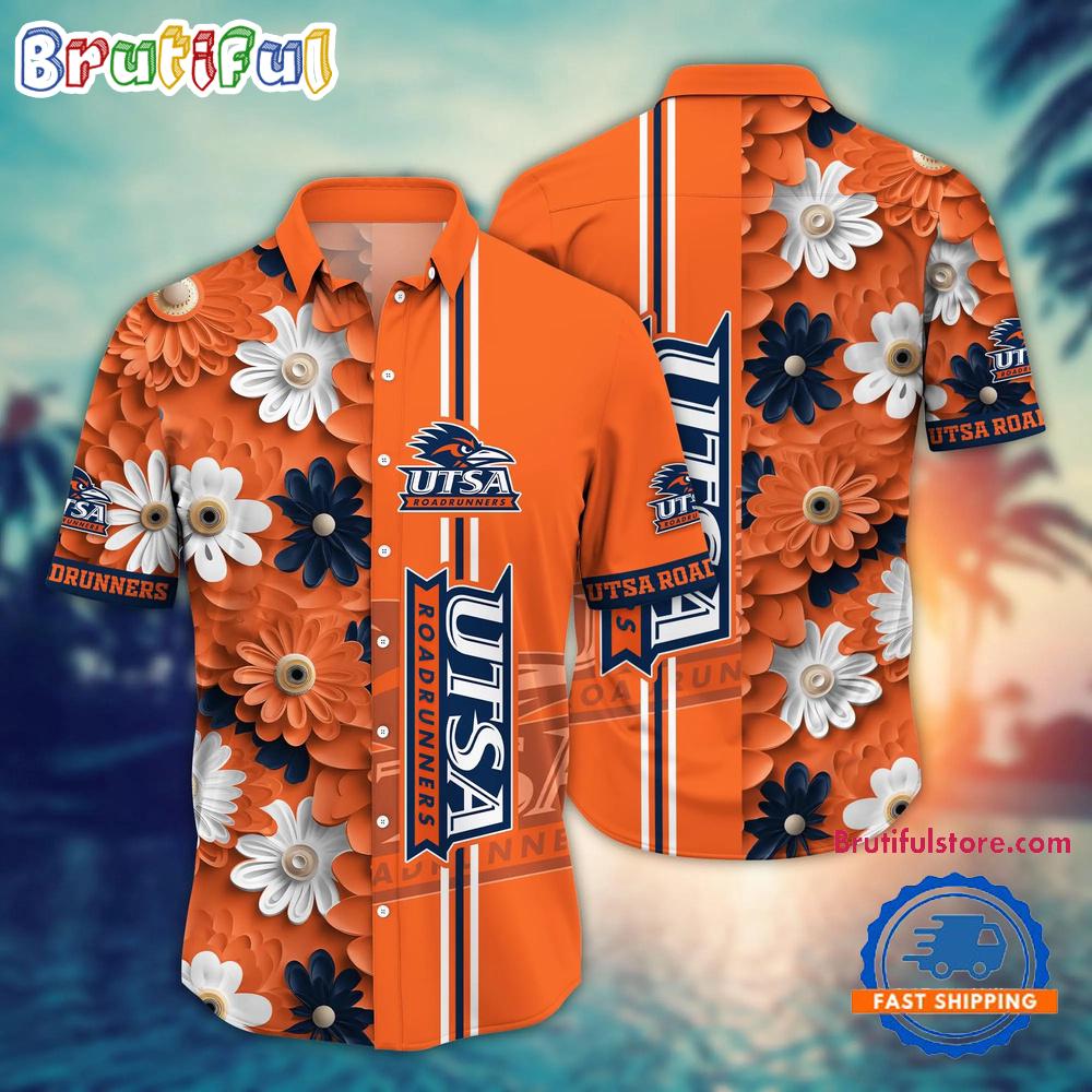 NCAA UTSA Roadrunners Flower Summer Aloha Button Hawaiian Shirt