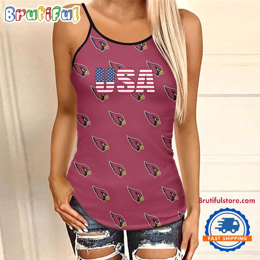 NFL Arizona Cardinals USA Independence Day Women's Criss Cross Tank Top