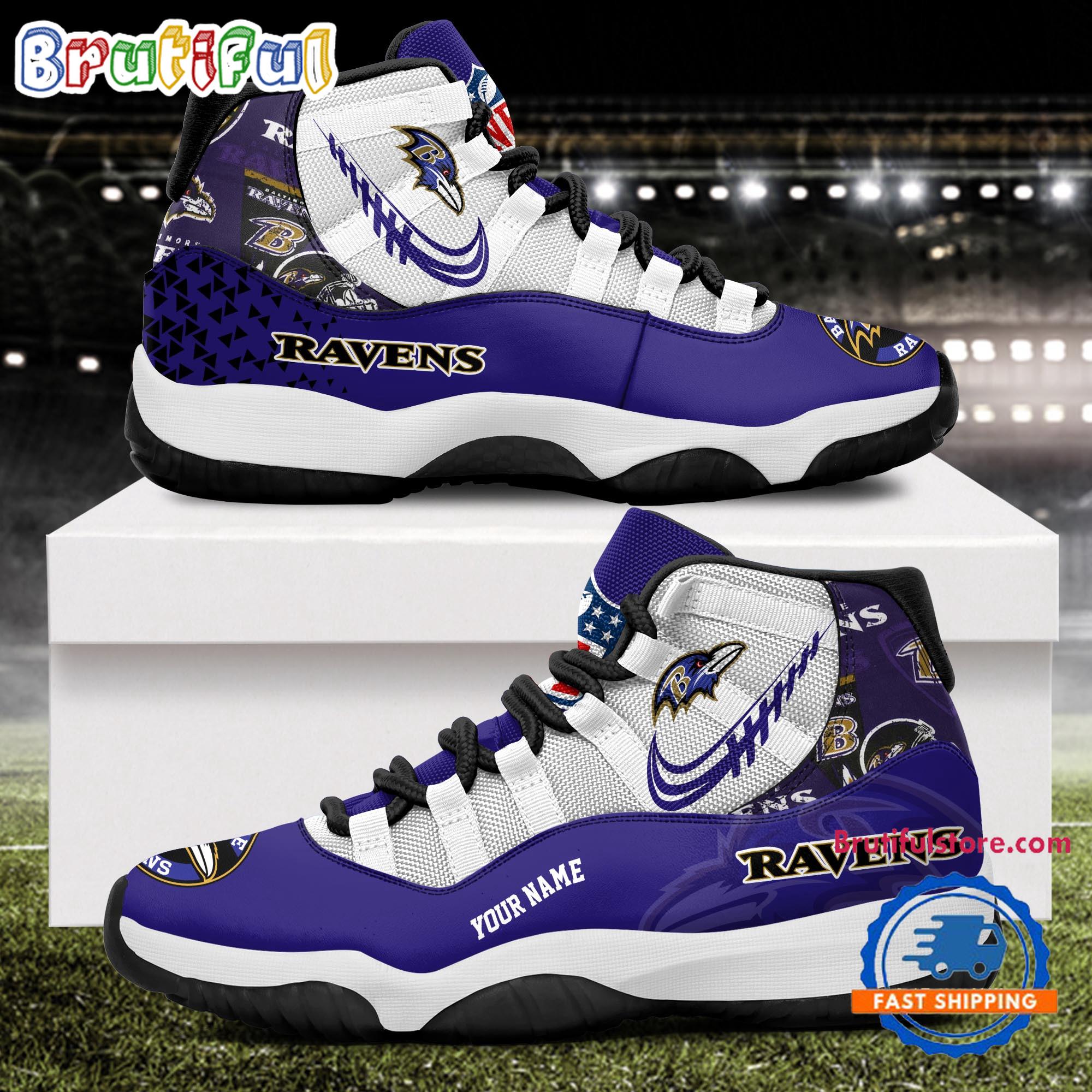 NFL Baltimore Ravens Football Team Custom Air Jordan 11 Shoes
