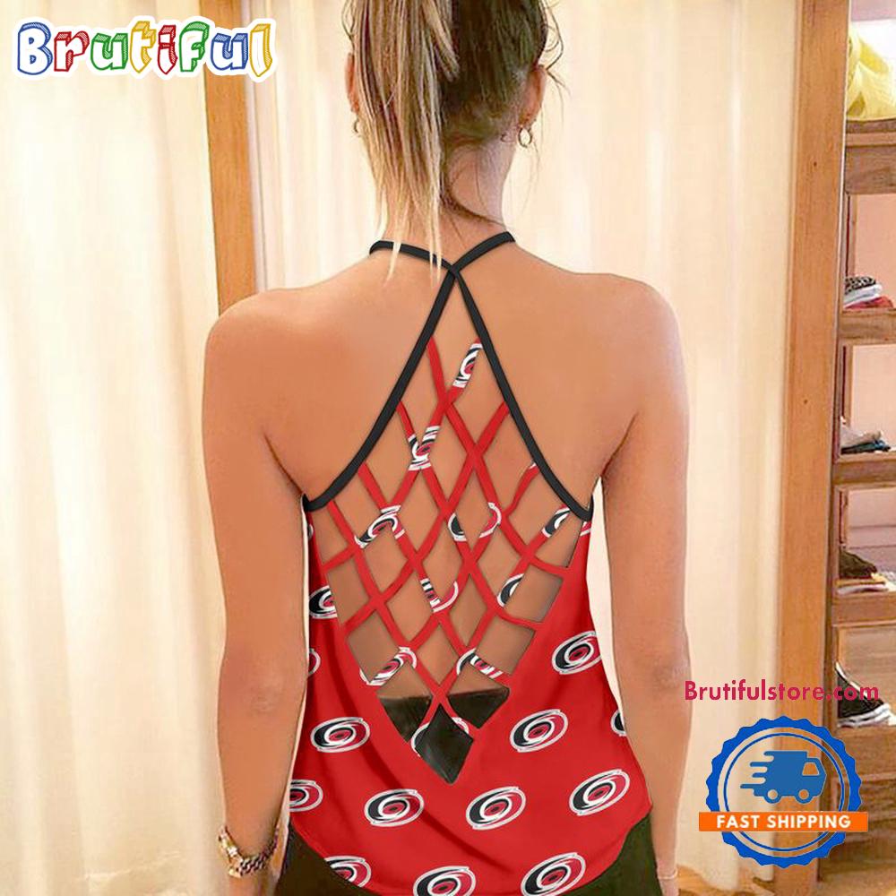 NFL Carolina Hurricanes USA Independence Day Women's Criss Cross Tank Top