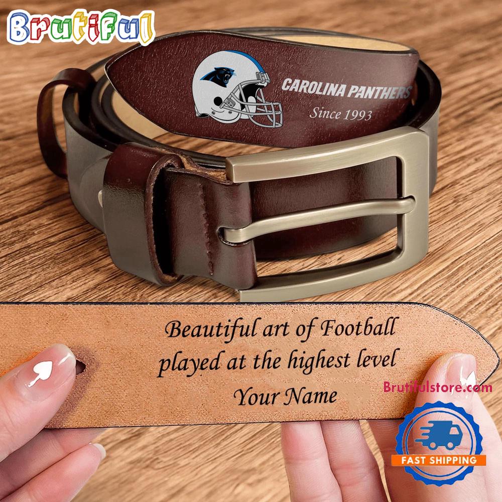 NFL Carolina Panthers Football Team Logo Helmets Custom Men's Leather Belt