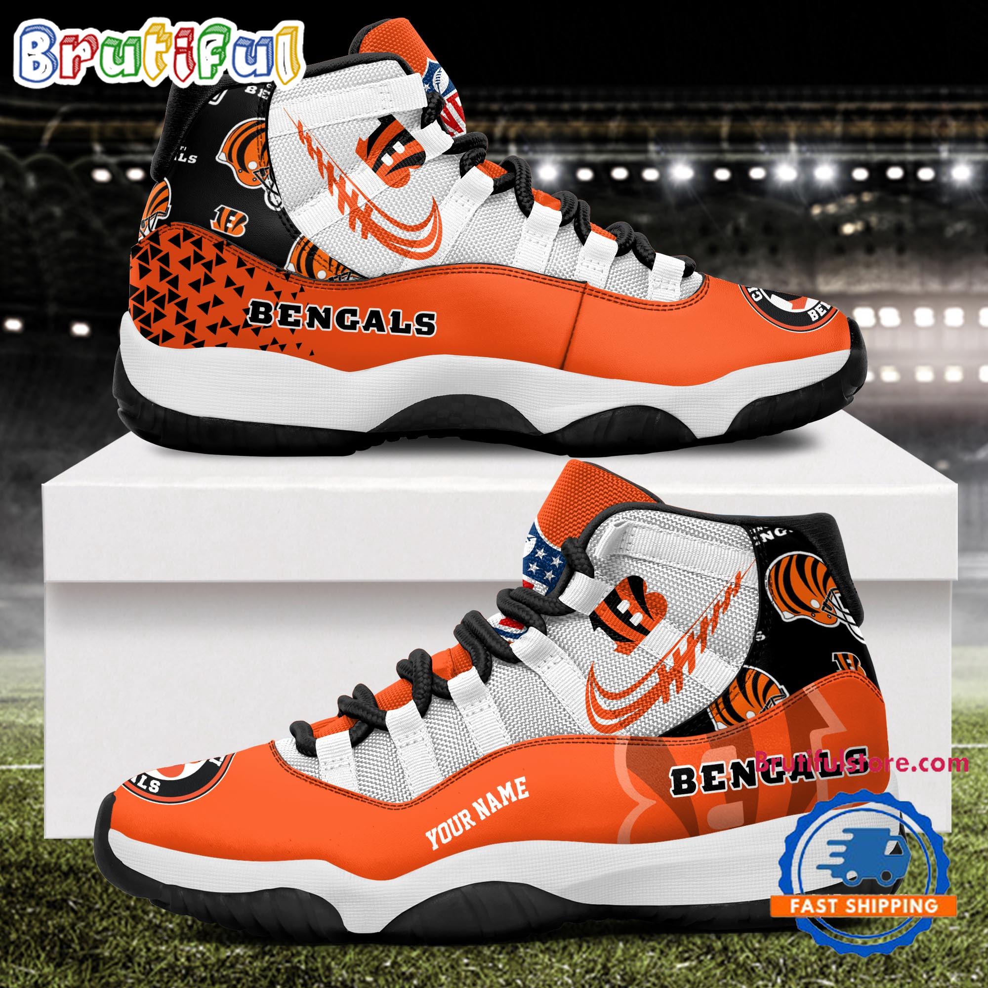 NFL Cincinnati Bengals Football Team Custom Air Jordan 11 Shoes