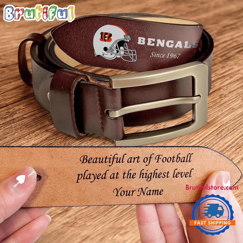 NFL Cincinnati Bengals Football Team Logo Helmets Custom Men's Leather Belt