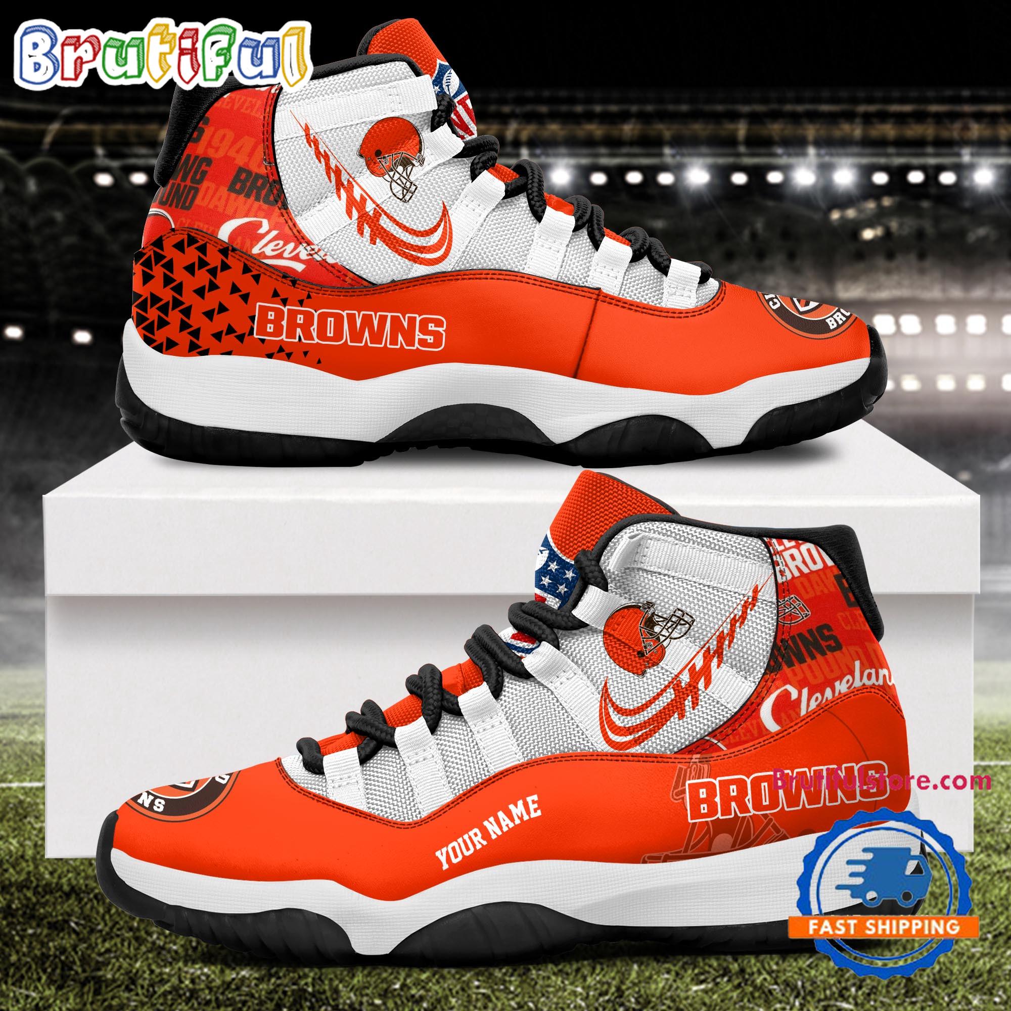 NFL Cleveland Browns Football Team Custom Air Jordan 11 Shoes