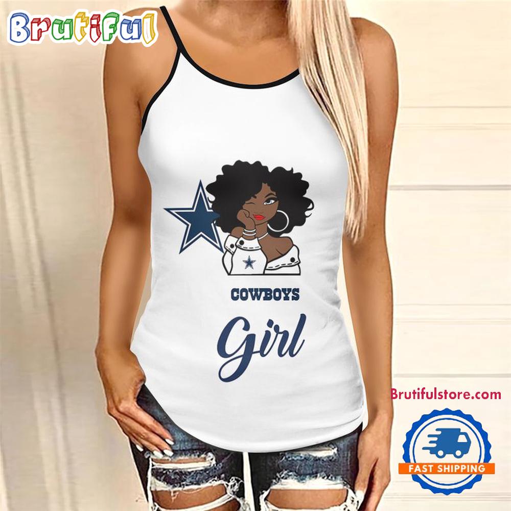 NFL Dallas Cowboys Football Summer Women's Criss Cross Tank Top