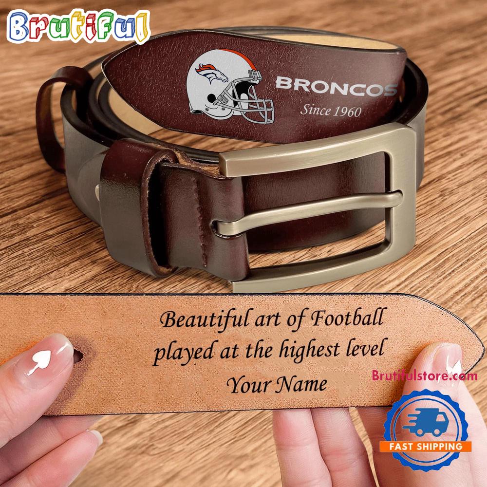 NFL Denver Broncos Football Team Logo Helmets Custom Men's Leather Belt