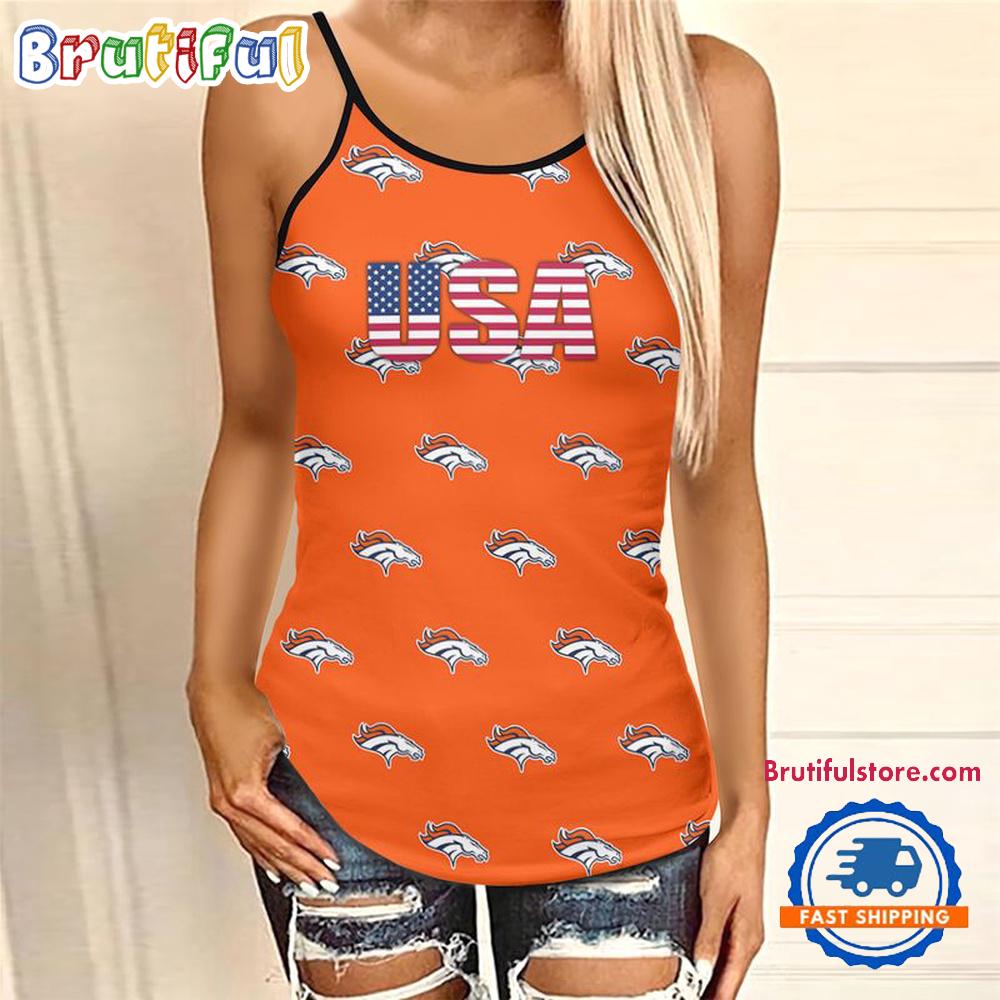 NFL Denver Broncos USA Independence Day Women's Criss Cross Tank Top