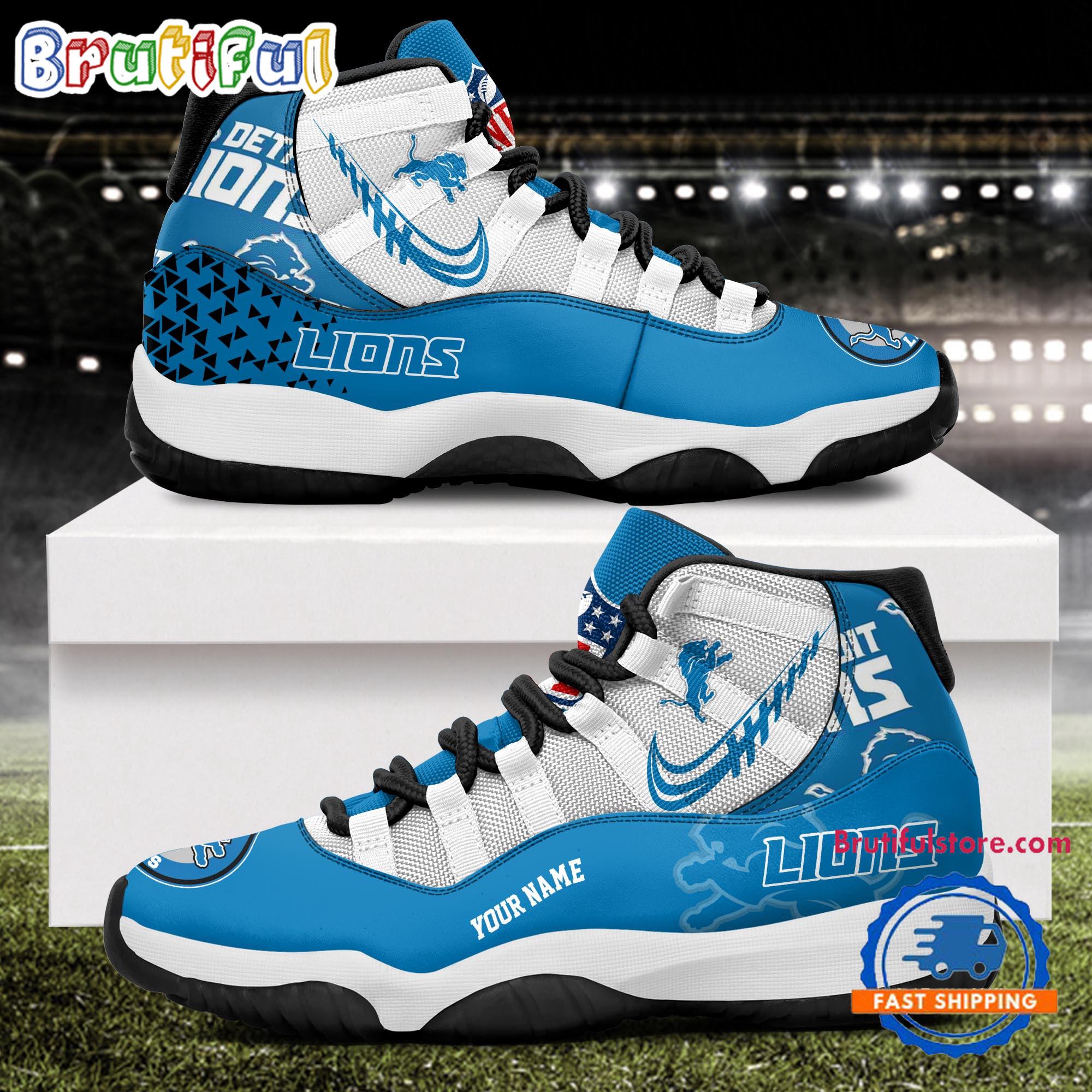 NFL Detroit Lions Football Team Custom Air Jordan 11 Shoes