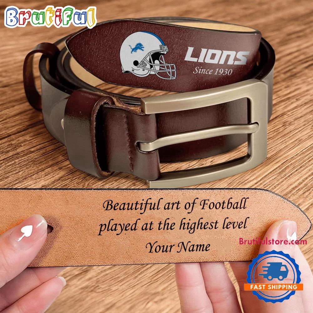 NFL Detroit Lions Football Team Logo Helmets Custom Men's Leather Belt