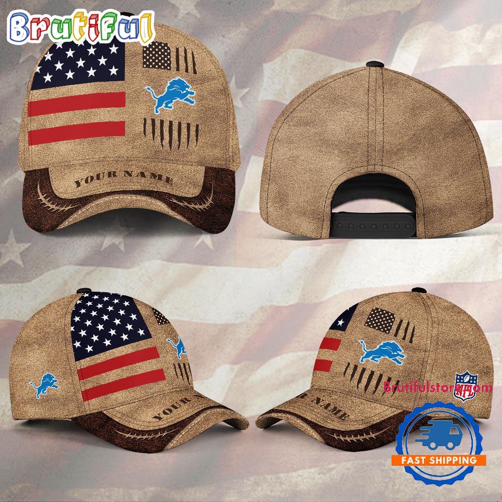 NFL Detroit Lions x American Flag Custom Baseball Cap