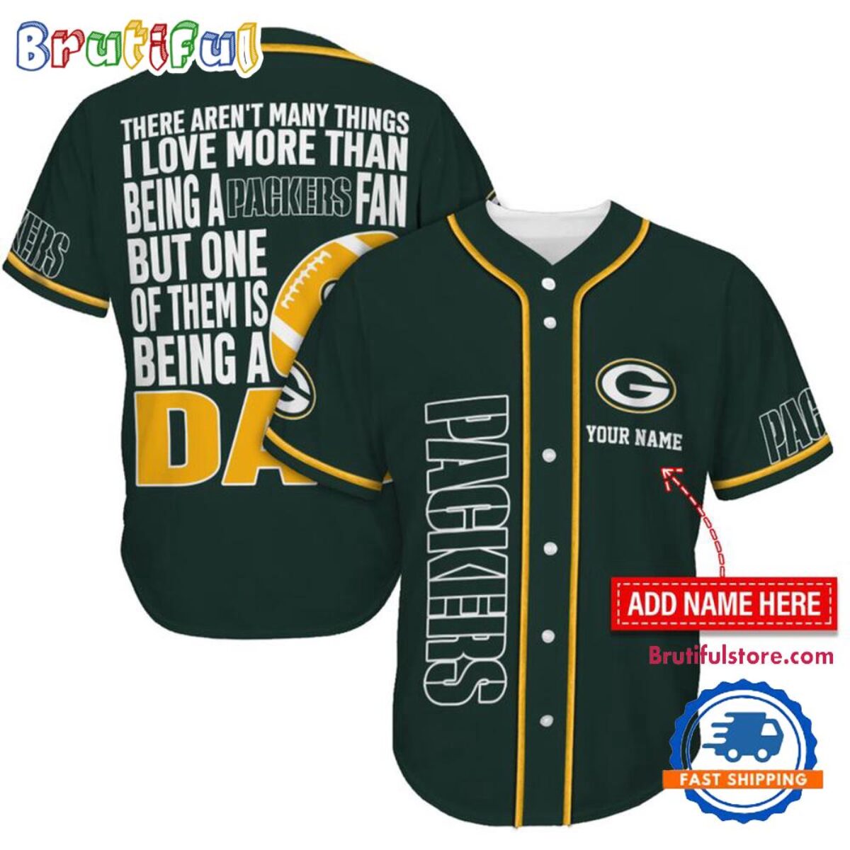 NFL Green Bay Packers I Love Being A Dad Father's Day Baseball Jersey