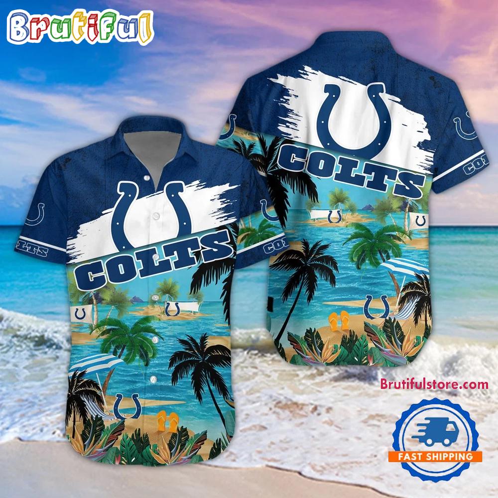 NFL Indianapolis Colts Palm Tree Summer Beach Aloha Hawaiian Shirt