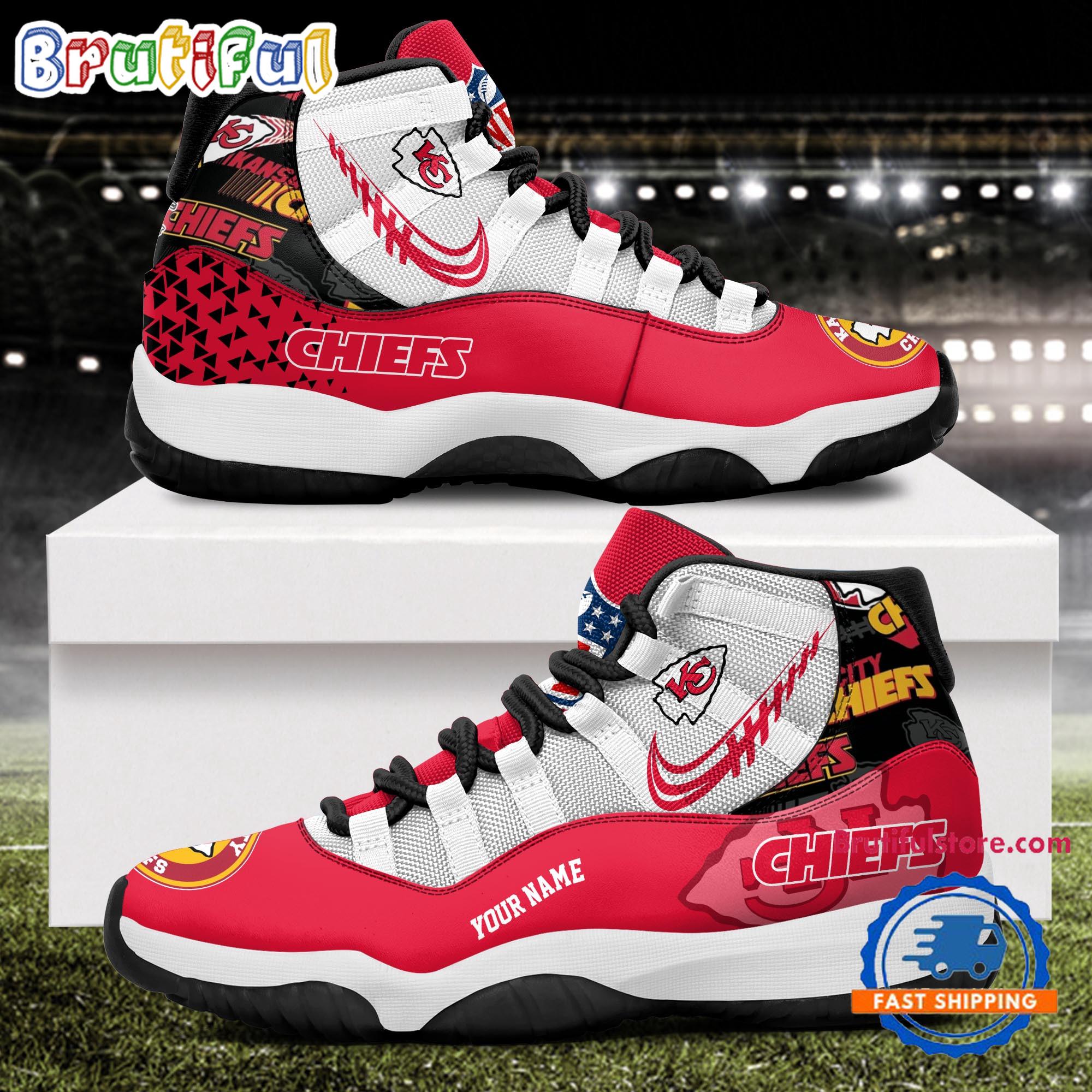 NFL Kansas City Chiefs Football Team Custom Air Jordan 11 Shoes