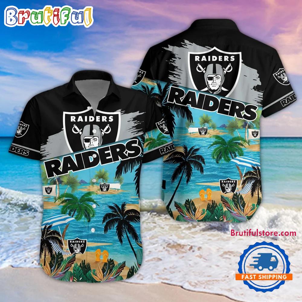 NFL Las Vegas Raiders Palm Tree Summer Beach Aloha Hawaiian Shirt