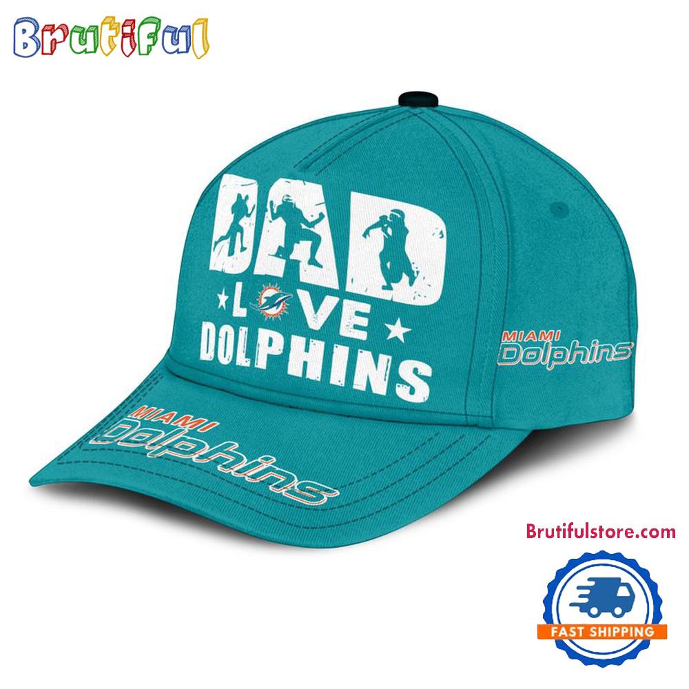 NFL Miami Dolphins Dad Love Best Father's Day Baseball Cap