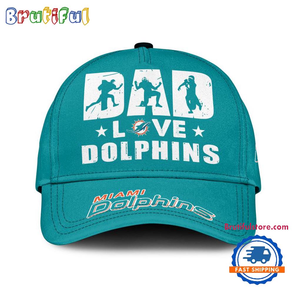 NFL Miami Dolphins Dad Love Best Father's Day Baseball Cap