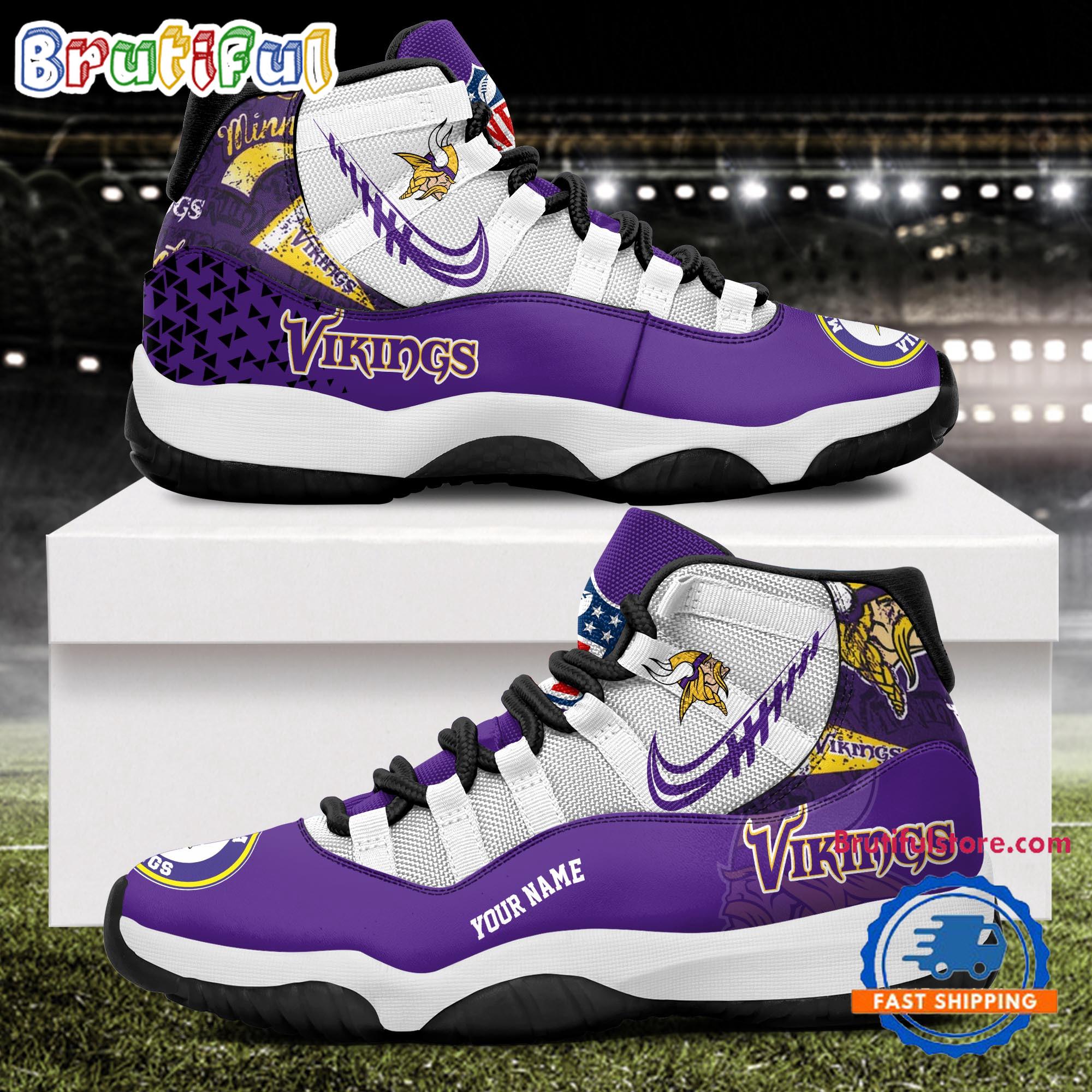 NFL Minnesota Vikings Football Team Custom Air Jordan 11 Shoes