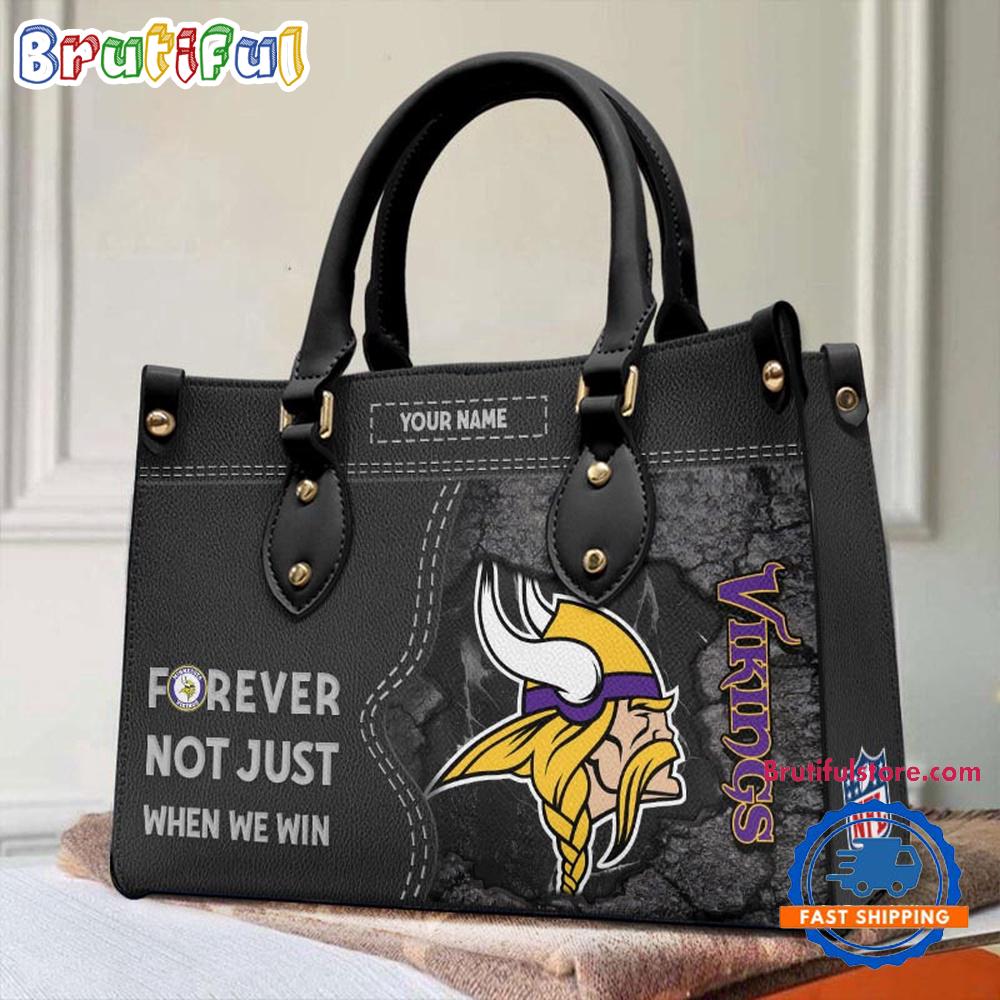 NFL Minnesota Vikings Forever Not Just When We Win Women's Leather Hand Bag