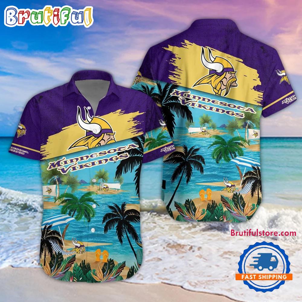 NFL Minnesota Vikings Palm Tree Summer Beach Aloha Hawaiian Shirt