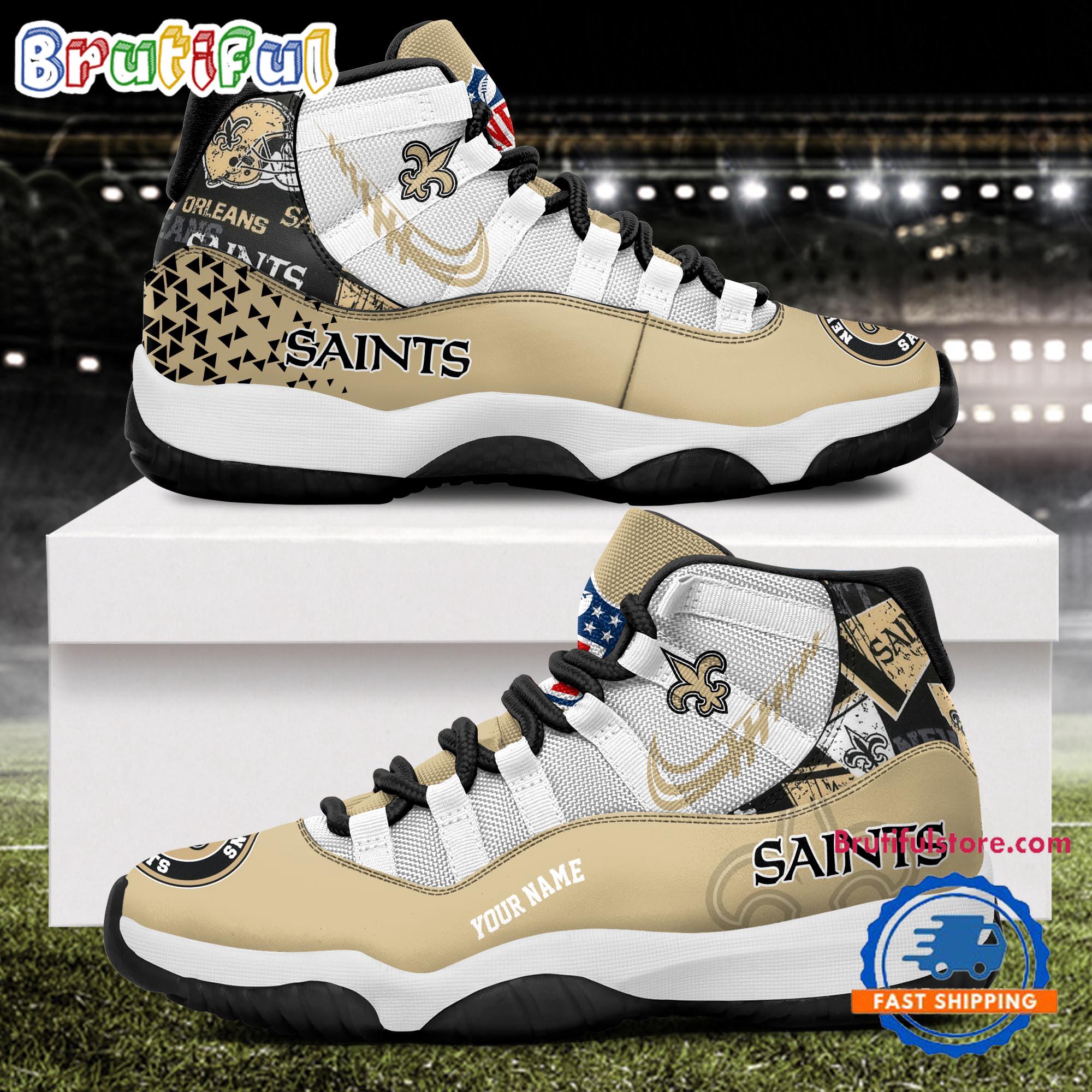 NFL New Orleans Saints Football Team Custom Air Jordan 11 Shoes