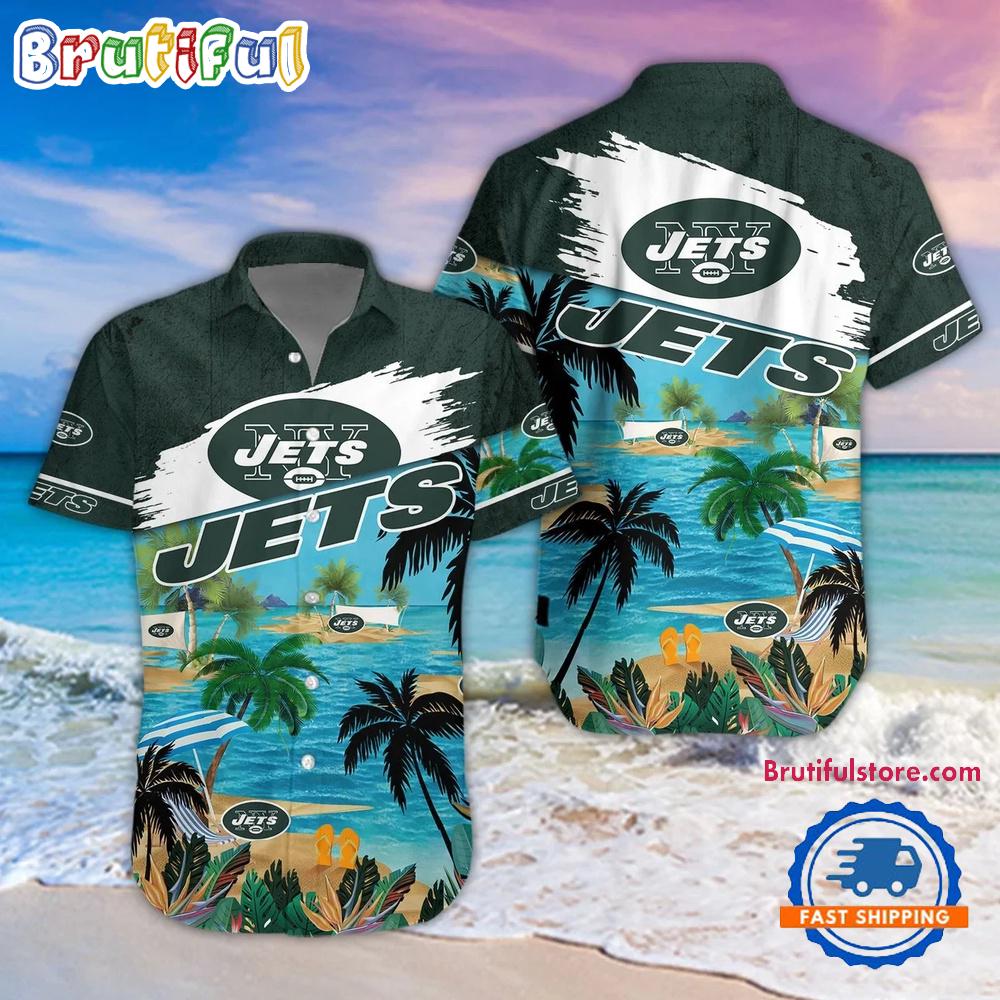 NFL New York Jets Palm Tree Summer Beach Aloha Hawaiian Shirt