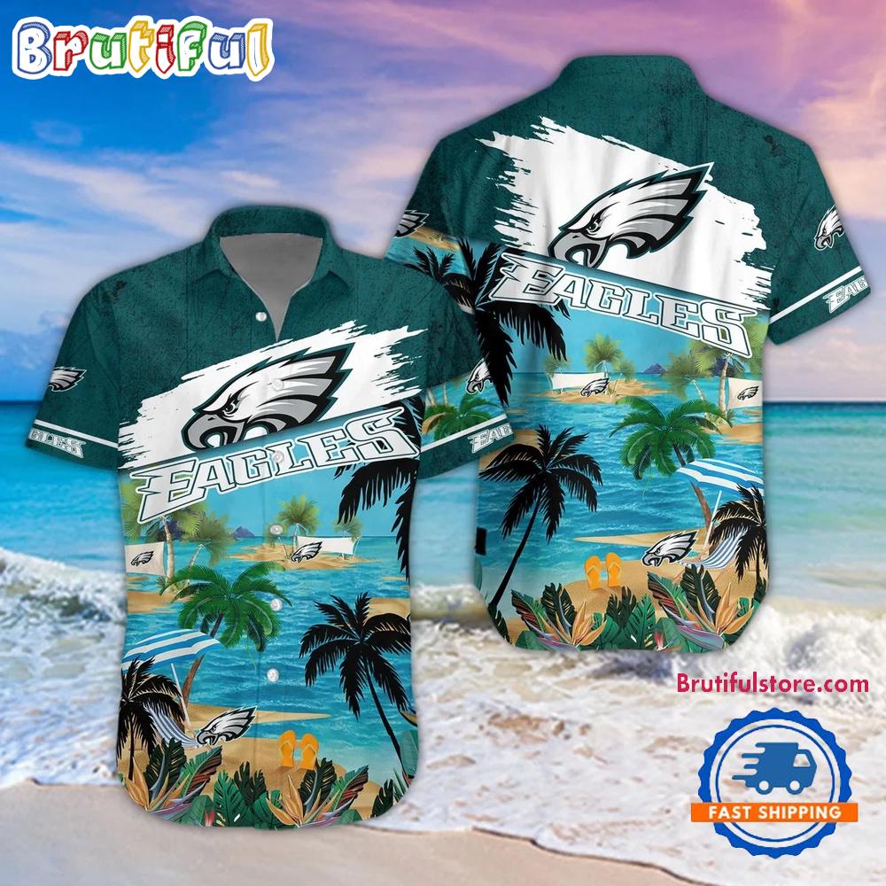 NFL Philadelphia Eagles Palm Tree Summer Beach Aloha Hawaiian Shirt