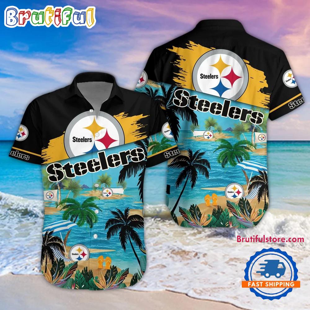 NFL Pittsburgh Steelers Palm Tree Summer Beach Aloha Hawaiian Shirt