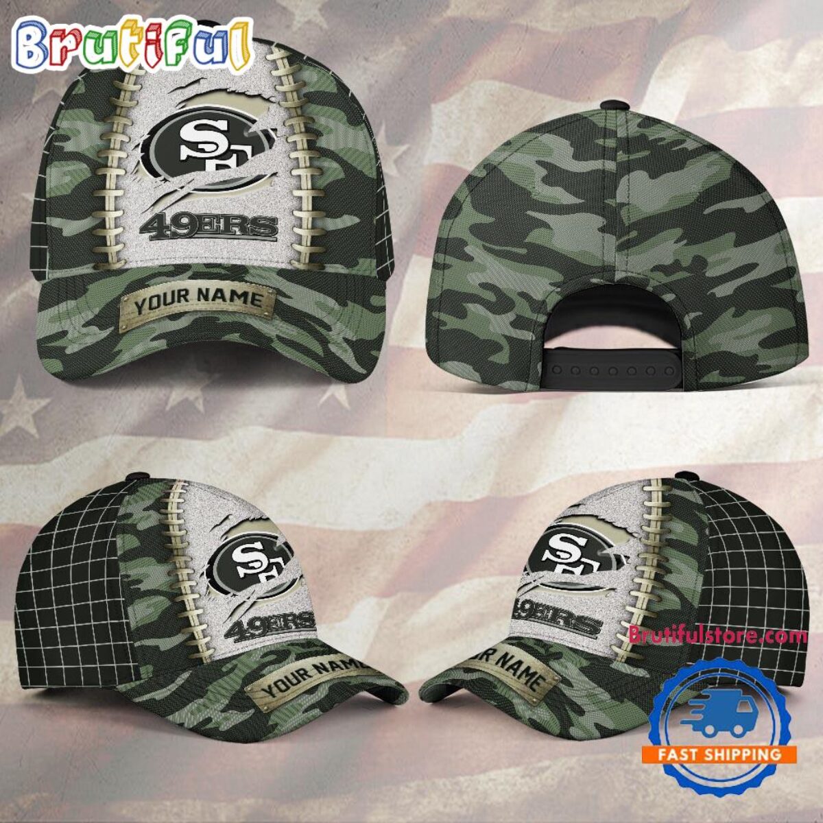 Custom Camouflage 49ers Cap with Gold Logo NEW ERA CAPS San Francisco 49ers 9Fifty Snapback 60592457  main image 3