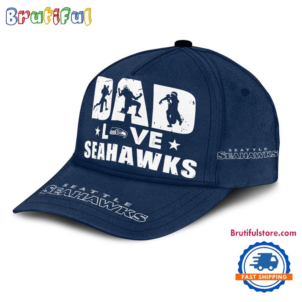 NFL Seattle Seahawks Dad Love Best Father's Day Baseball Cap