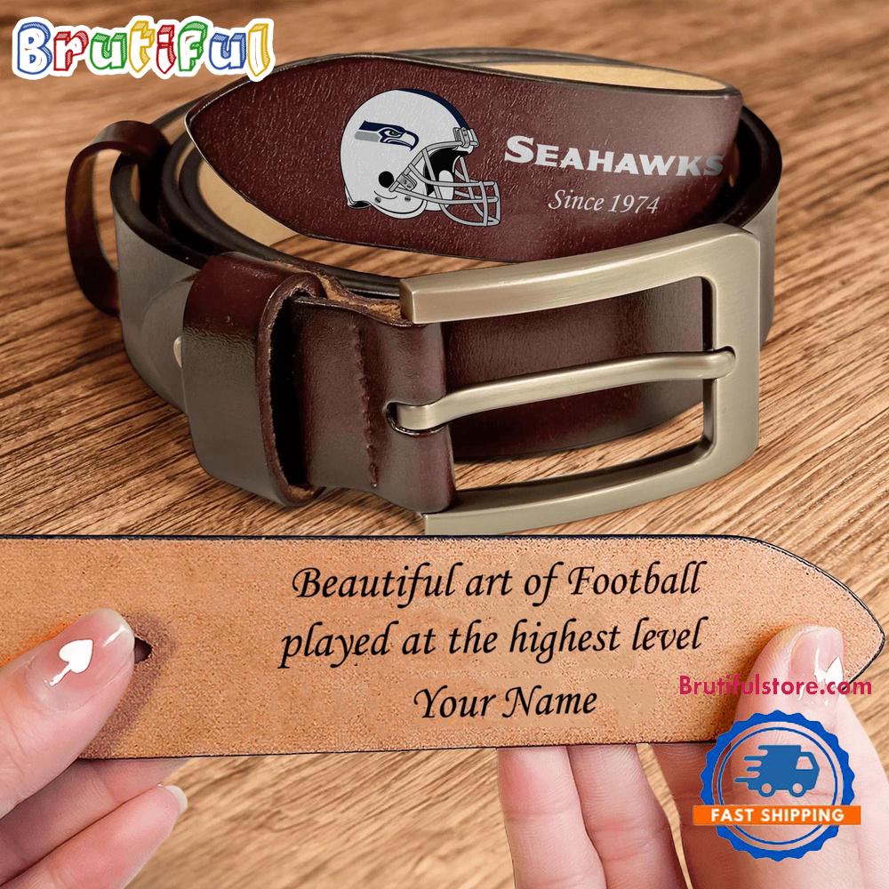 NFL Seattle Seahawks Football Team Logo Helmets Custom Men's Leather Belt
