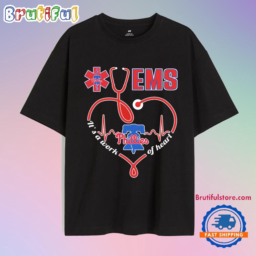 Philadelphia Phillies Ems It’s a Work of Heart Heartbeat Nurses Day T Shirt