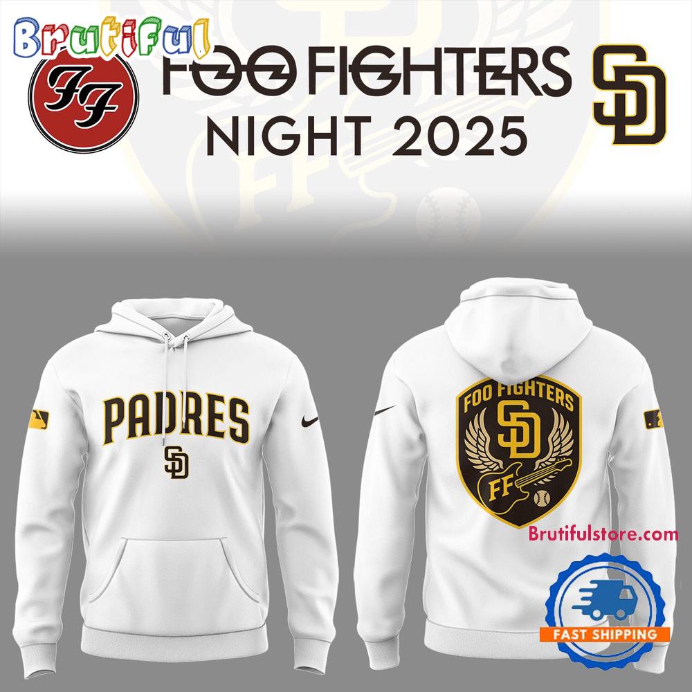 San Diego Padres Baseball Foo Fighter Night 2025 White Hoodie Shirt