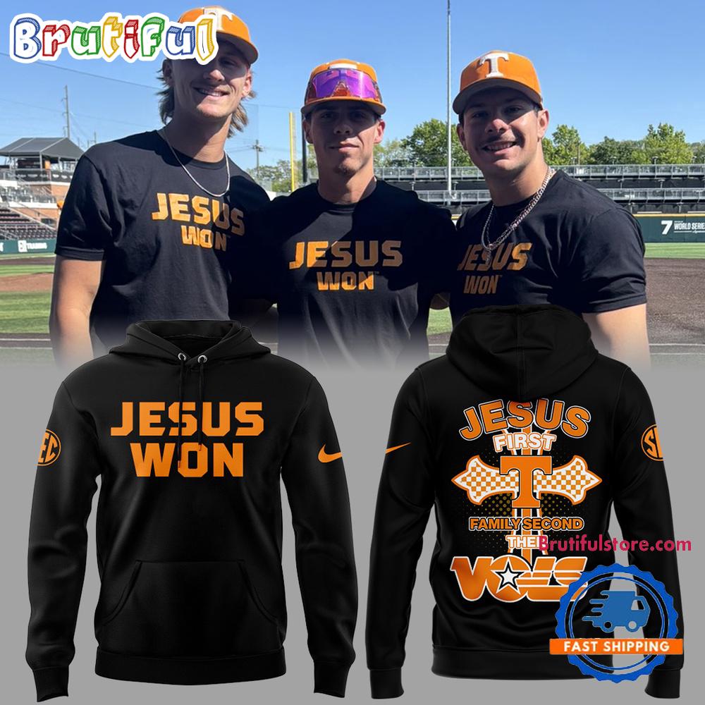 Tennessee Volunteers Baseball JESUS WON Black Hoodie