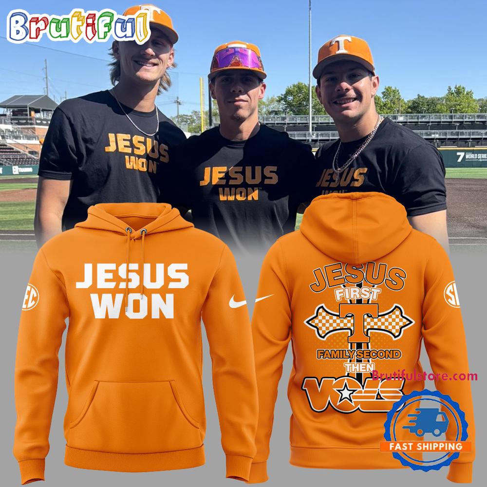 Tennessee Volunteers Baseball JESUS WON Oranger 2025 Hoodie