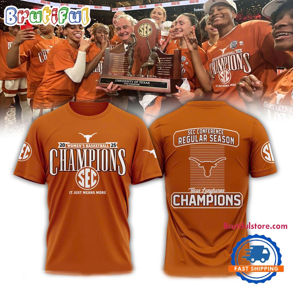 Texas Longhorns 2025 SEC Women’s Basketball Regular Season Champions Locker Room T Shirt