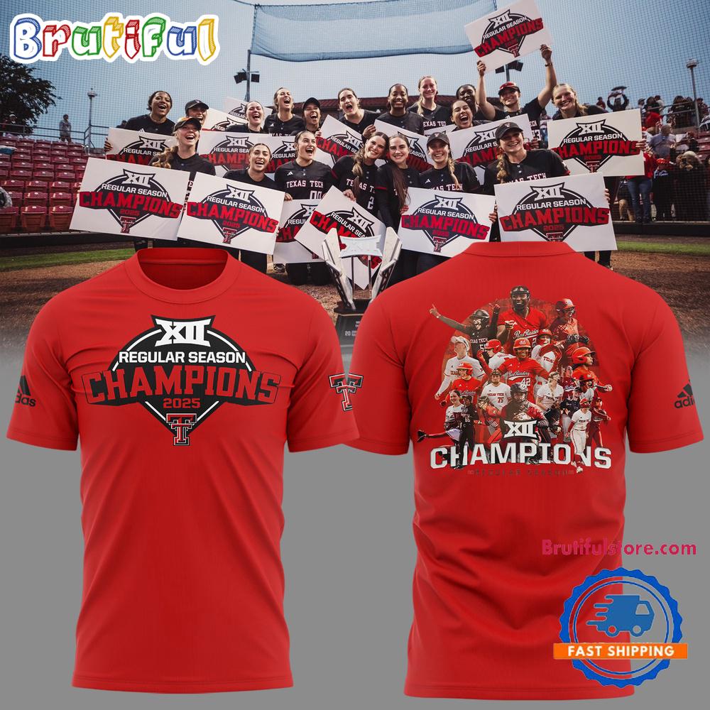 Texas Tech Red Raiders BIG 12 Regular Season CHAMPIONS 2025 Team Graphic 3D Shirt