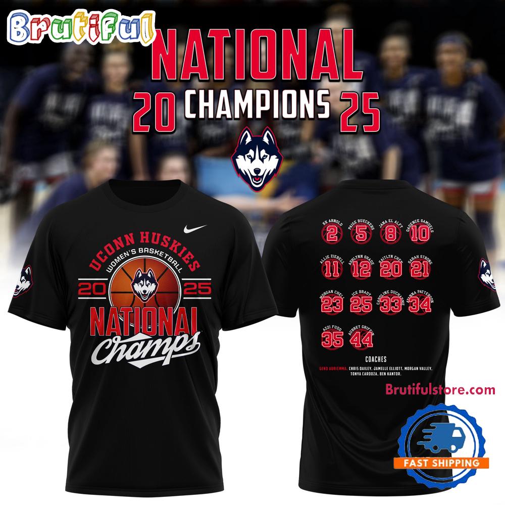 Uconn Huskies Women's Basketball 2025 Champions T Shirt