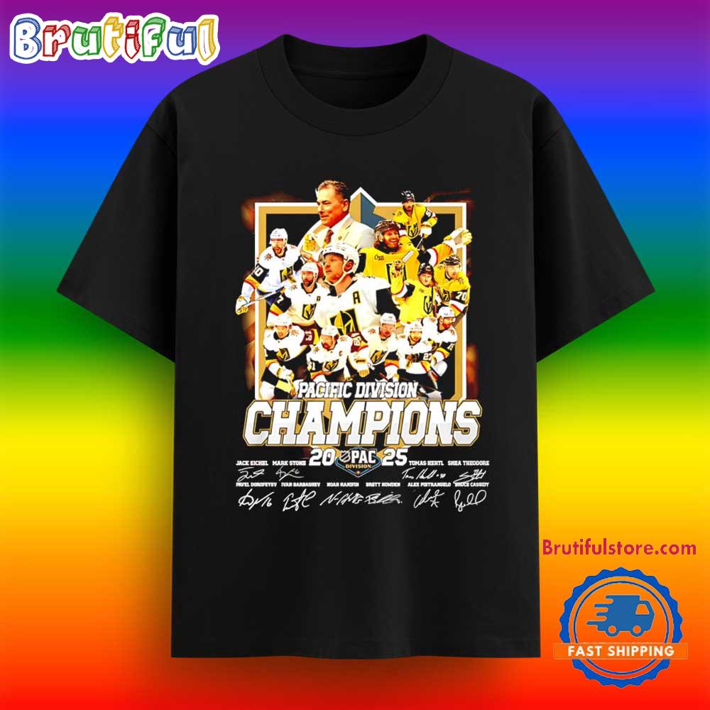 Vegas Golden Knights Pacific Division Champions 2025 Signature T Shirt