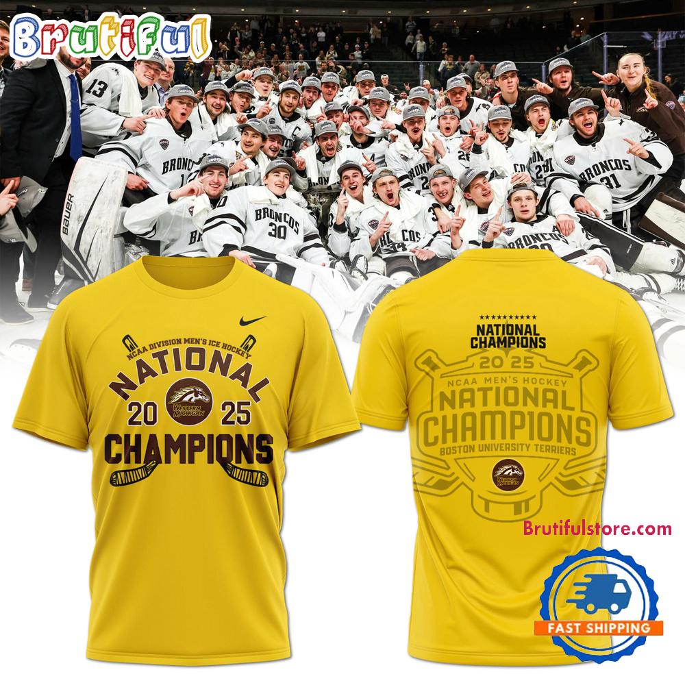 Western Michigan Broncos Men’s Ice Hockey National Champions 2025 3D All Over Print T Shirt