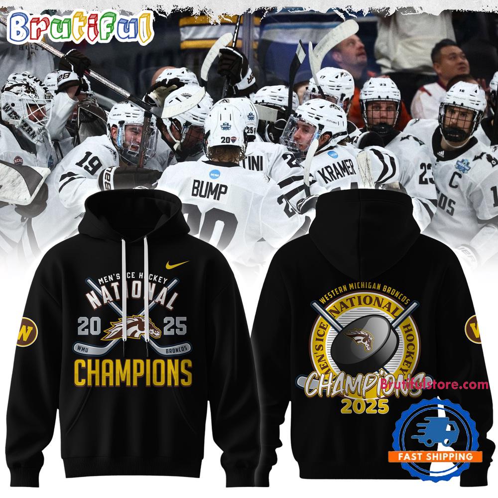 Western Michigan Broncos Men’s Ice Hockey National Champions 2025 3D Print Hoodie