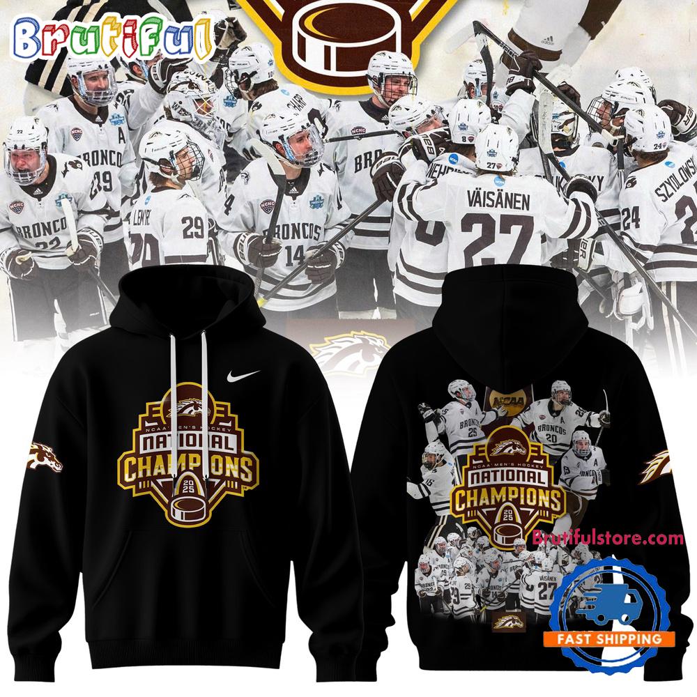 Western Michigan Broncos Men’s Ice Hockey National Champions 2025 Team Graphics Black Hoodie