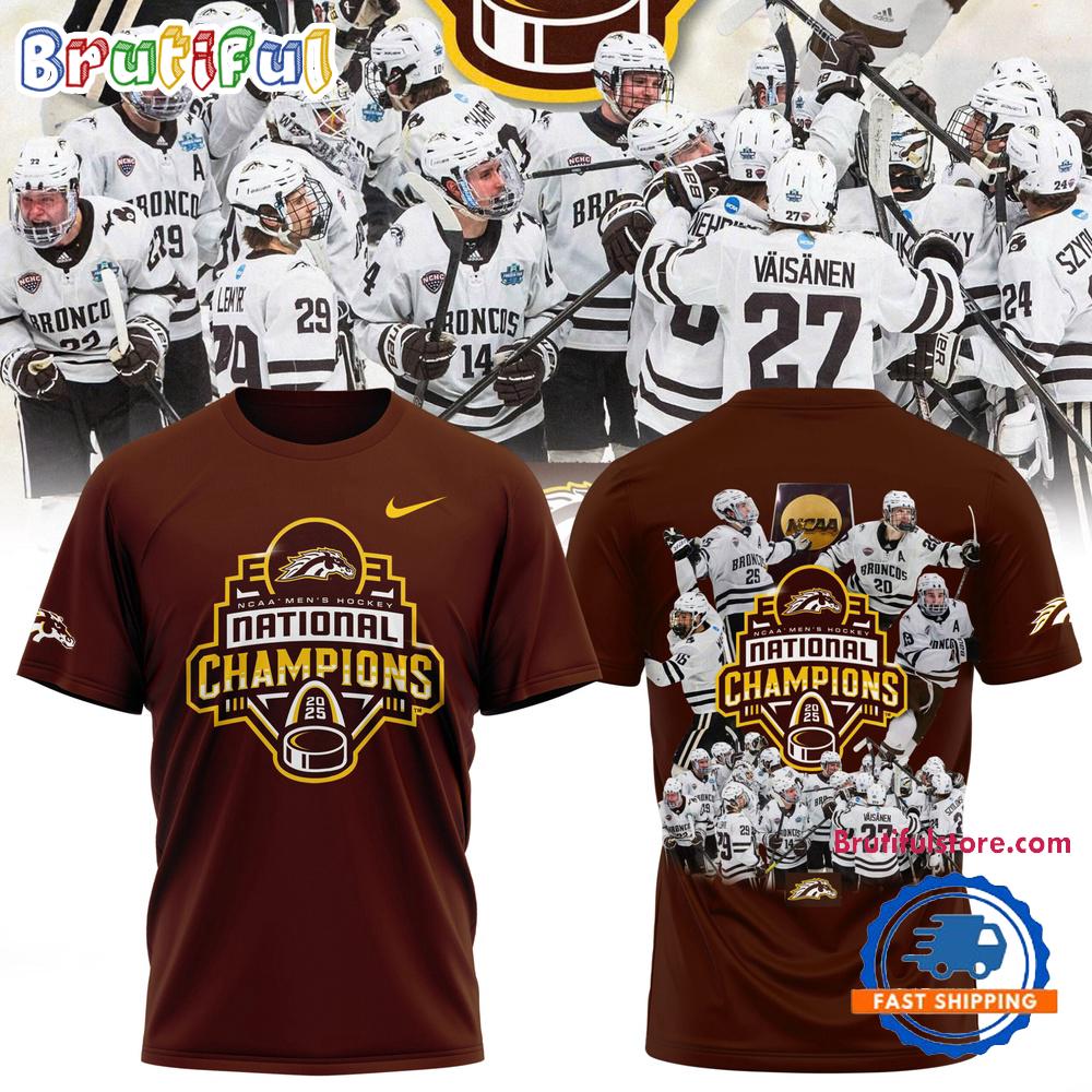 Western Michigan Broncos Men’s Ice Hockey National Champions 2025 Team Graphics Red T Shirt