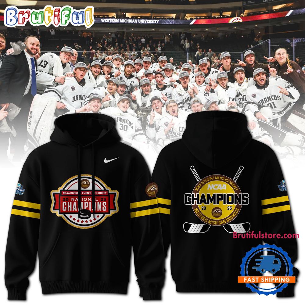 Western Michigan Broncos Men’s Ice Hockey National Champions 2025 Winner Black Hoodie