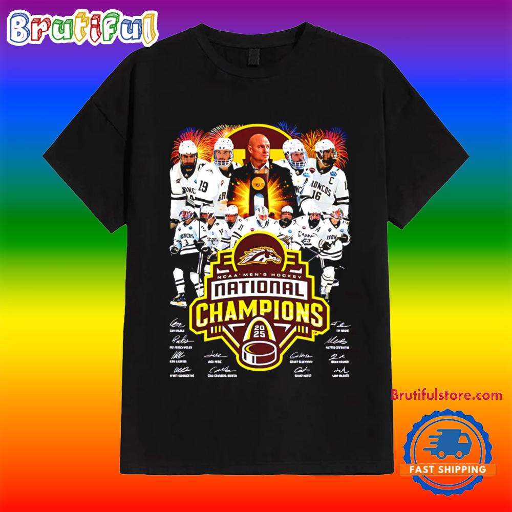 Western Michigan Broncos Men’s Ice Hockey National Champions Signature T Shirt