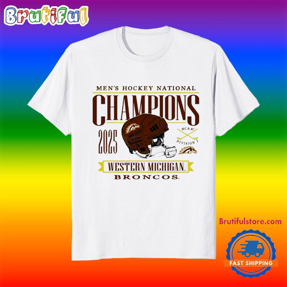 Western Michigan Men’s Hockey 2025 National Champions Helmet Shirts