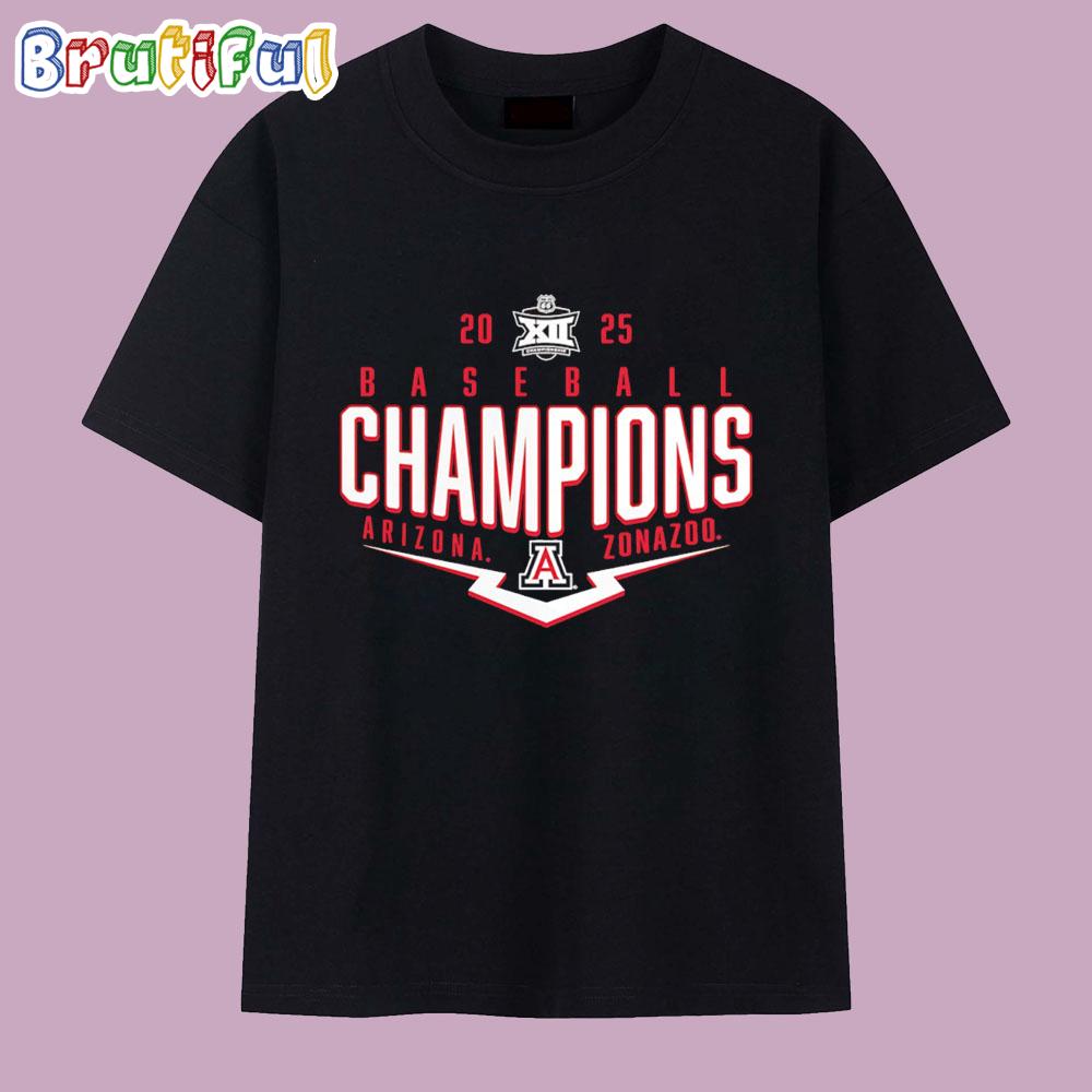 Arizona Wildcats 2025 Big 12 Baseball Conference Tournament Champions Playoff Logo T Shirt