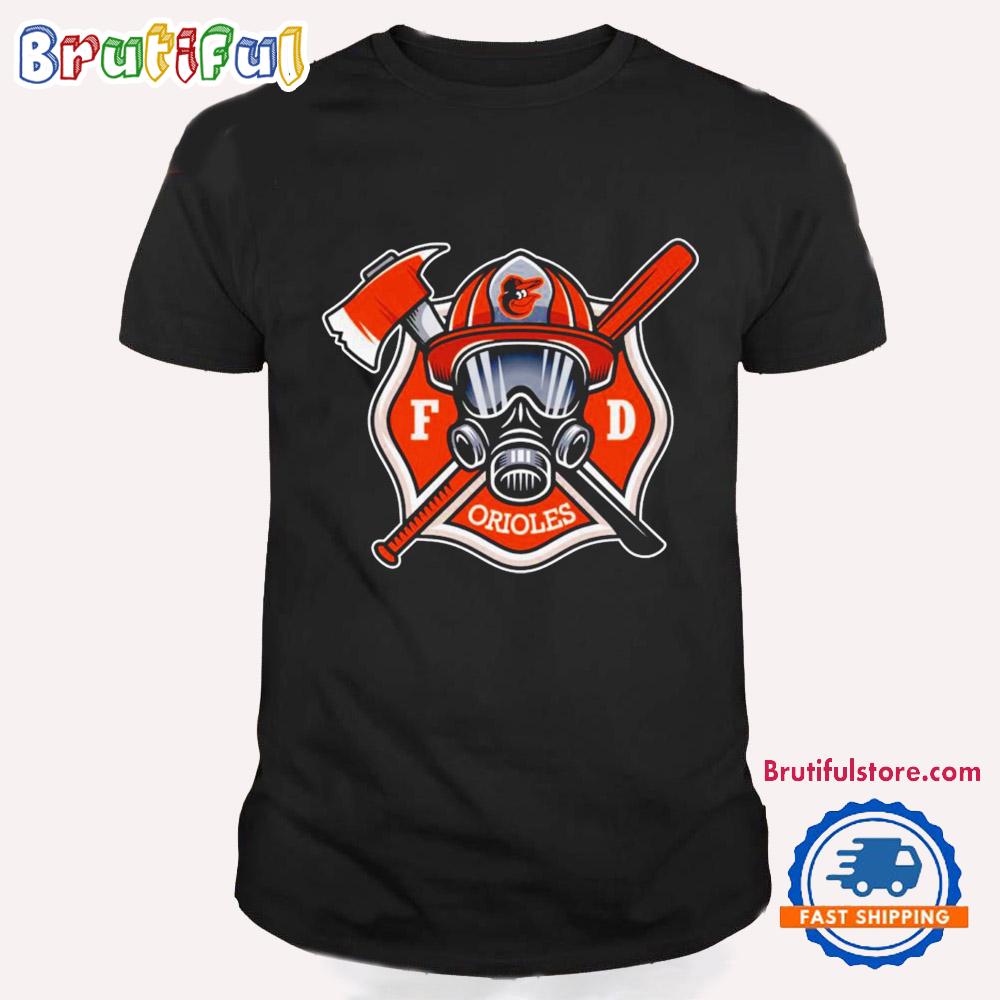 Baltimore Orioles Firefighter-themed Logo T Shirt