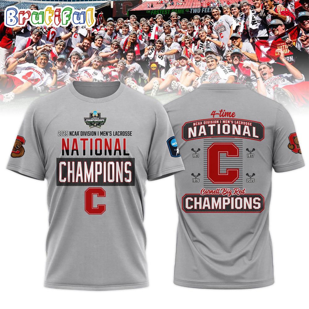 Cornell Big Red 2025 NCAA Men’s Lacrosse National Champions 4-Time Limited Edition Shirt