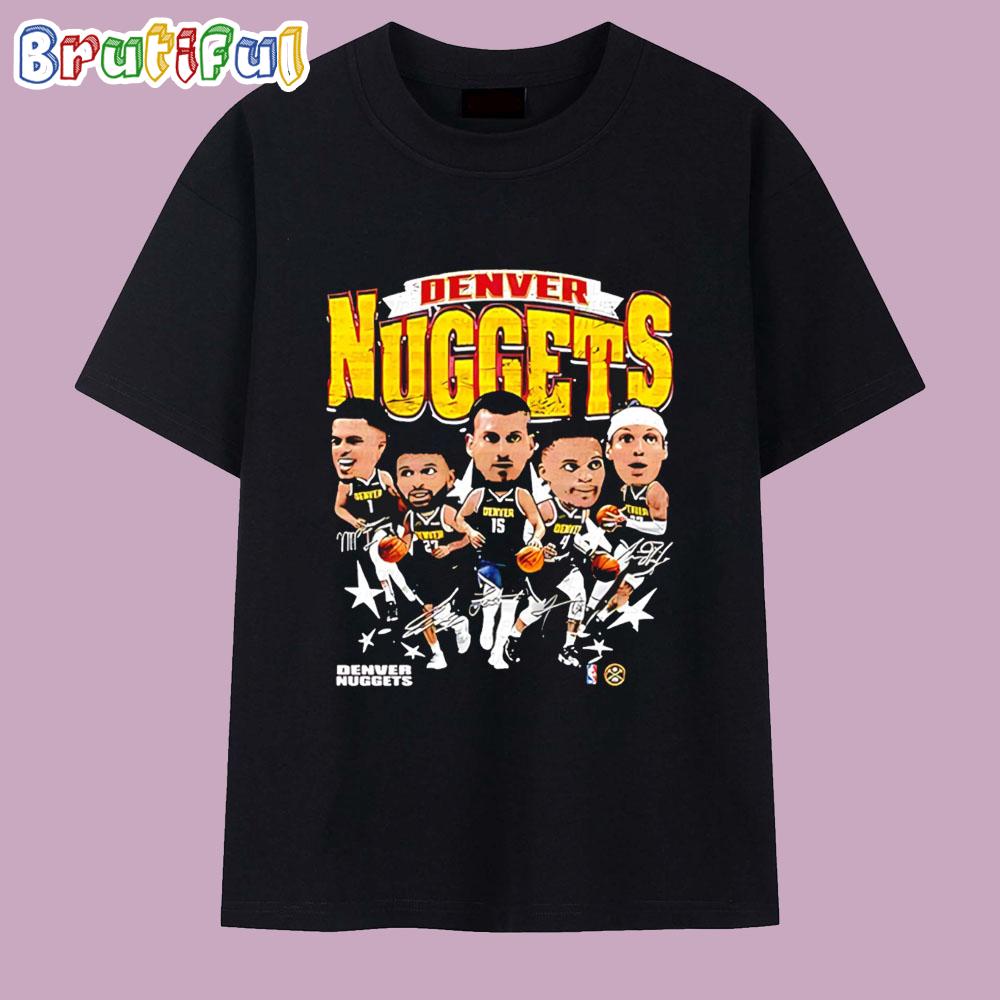 Denver Nuggets All Team Caricature Signature T Shirt